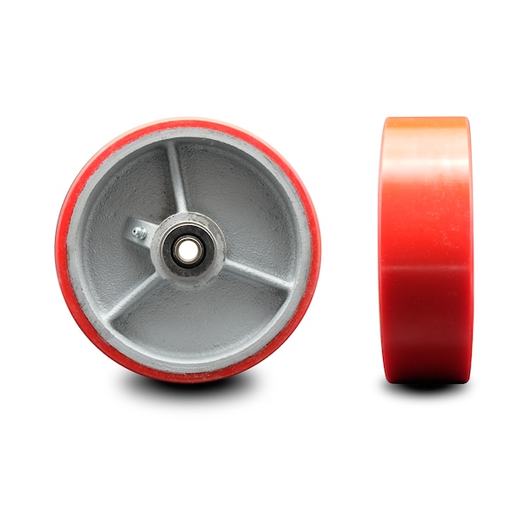 SCC-6" Red Poly on Cast Iron Wheel Only w/Roller Bearing-1/2" Bore-1200 lb Cpty